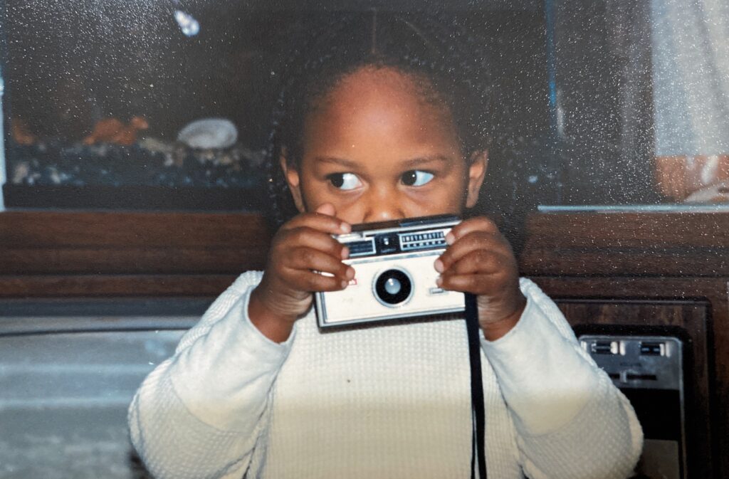 Family Photos: Baby Two-Year old Stacy with Doc's camera in hand