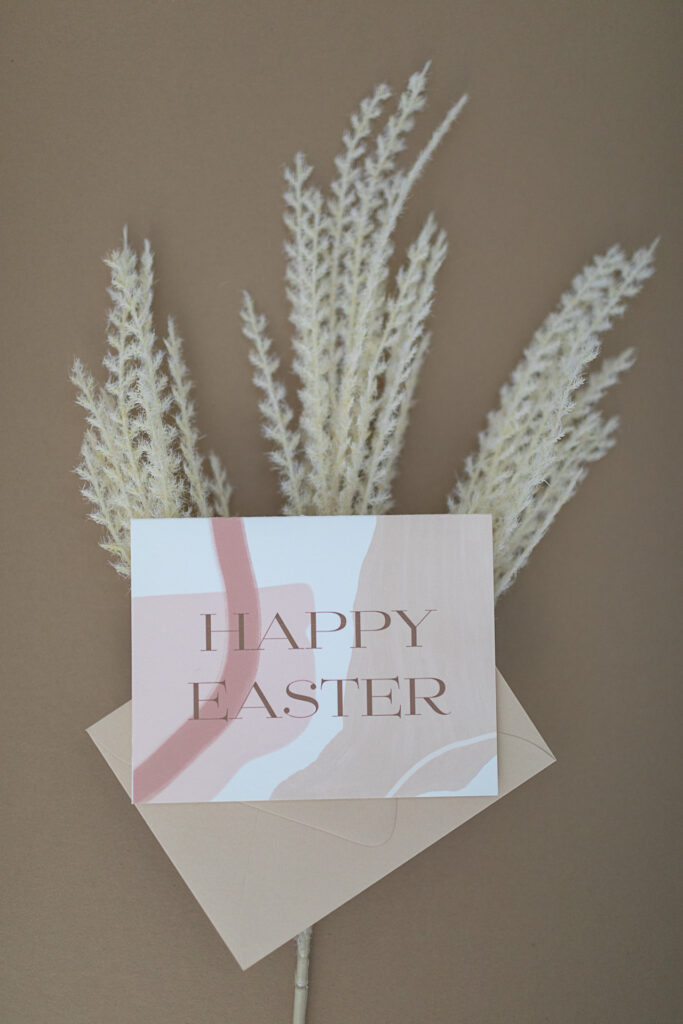 Easter card on pampas grass.